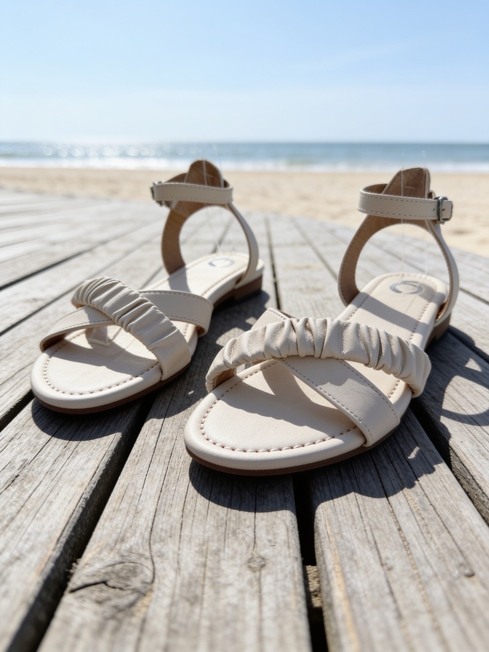 Journee Collection Summer Woman’s
Sandals Ivory Size 11 M Ankle-Strap NEW